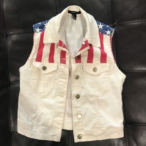 American flag white vest